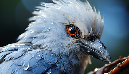 Wall Mural - A beautiful bird perching on a branch, looking at camera generated by AI