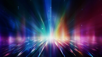 Wall Mural - A Prism Rainbow Light on dark Background Overlay. Crystal flare abstract effect. Holographic sunlight reflection wallpaper, colorful glare bokeh