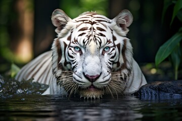 Canvas Print - White tiger closeup