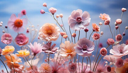 Canvas Print - A vibrant bouquet of colorful wildflowers decorates the meadow generated by AI