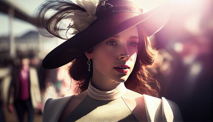 woman in hat at ascot racecourse