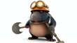 A 3D cute mole with a pickaxe and a helmet light, embracing its inner geologist. Perfect for website designs, educational materials, and presentations.