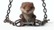 © stocker - A mischievous 3D cute weasel with exceptional escape skills, betrays a mischievous grin while showcasing its incredible talent as an escape artist, effortlessly picking handcuffs using a loc