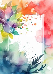 Wall Mural - watercolor frame with flowers