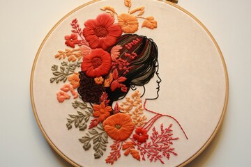 Wall Mural - Hand embroidery on a fabric