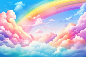 Wall Mural - abstract colorful background pink sky with rainbow