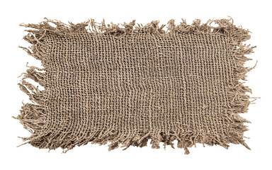 Canvas Print - Burlap texture. A piece of torn burlap on a white background. Canvas. Packing material