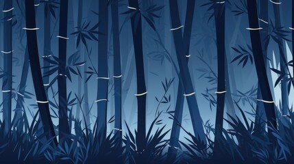 Wall Mural - Background with bamboo forest in Navy Blue color.