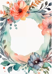 Wall Mural - watercolor frame of flowers