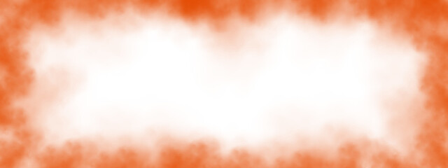 Wall Mural - orange smoke frame design isolated on transparent background. smoke texture border design element. f