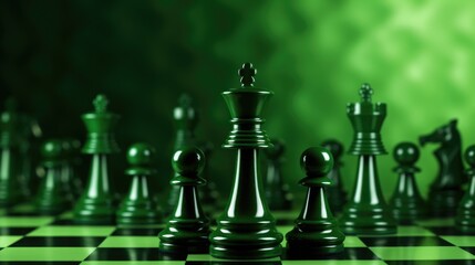 Sticker - Background with chess pieces in Green color.