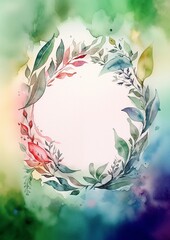 Wall Mural - watercolor frame of flowers