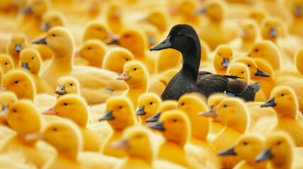 Black rubber duck unique or alone among yellow rubber duckies 