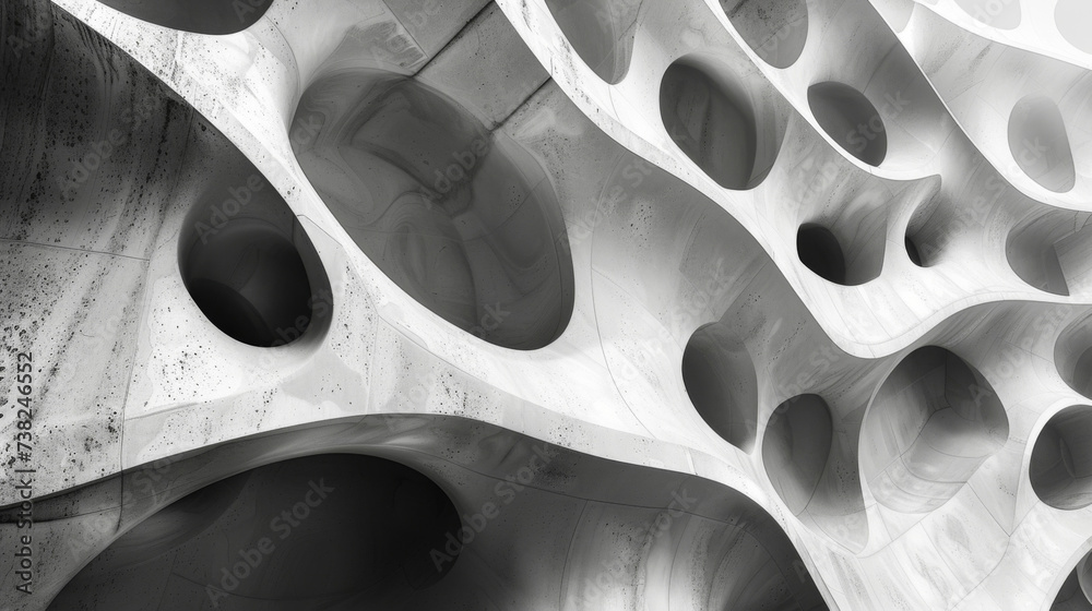 Protruding Design Texture of a curving facade with shadows cast by protruding elements ...