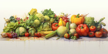 A Painting Of Various Types Of Vegetables