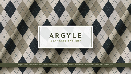 Seamless Military Argyle Pattern. Traditional Rhombus Texture. Fashionable Fabric. Textile Background