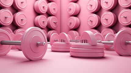 Poster - Background with weights in a gym in Pink color.