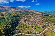 Aerial view of Smixi village, Vasilitsa mountain, Grevena, West Macedonia, Greece.