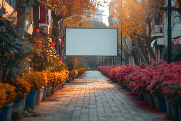 Poster - A photorealistic poster mockup in a urban environment, offering a dynamic canvas for showcasing event posters, movie promotions, or artistic prints. Concept of poster design. Generative Ai.