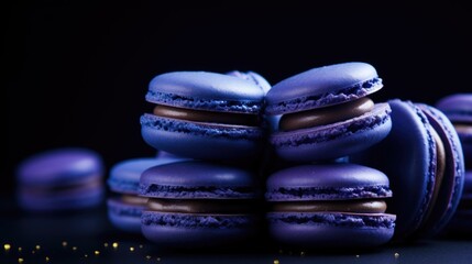 Wall Mural - Navy Blue Background with macarons