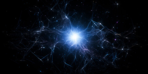 Science background of network of glowing particles 