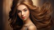 © Login - The perfect image of a beautiful brown-haired girl. Feminine image of natural beauty. Illustration for beauty and fashion magazine.