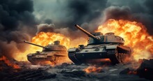 The Harrowing Scene Of Two War Tanks Caught In A Fiery Duel