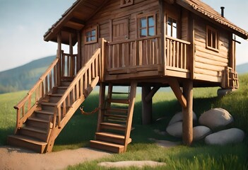 Wall Mural - wooden house in the woods