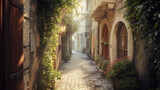 Fototapeta Uliczki - Enchanting alleyway in a historic European town