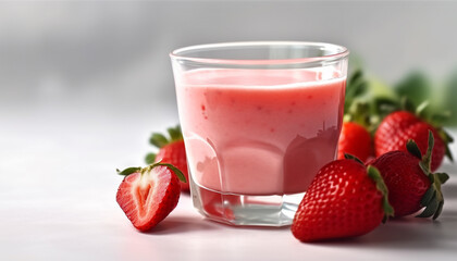 Poster - Fresh strawberry smoothie, a healthy and refreshing summer drink generated by AI