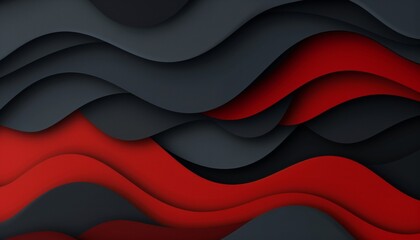 Dark matte color palette abstract 3d wavy smooth background in black and red   aesthetic concept