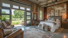 This Charming Industrial Farmhouse Is Full Of Unique Touches From Its Metal Window Frames To Its Distressed Wooden Furniture Providing A Truly Distinct Living Experience.