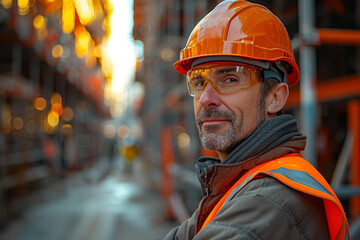 Poster - A project manager overseeing the completion of a construction project, marking success in infrastructure development. Concept of construction achievement. Generative Ai.