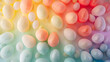 A breathtaking arrangement of Easter eggs in all the colors of the rainbow, set against a backdrop of pure simplicity