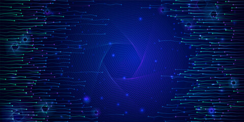 Aufkleber - abstract dark blue background. network of hexagons on abstract links background