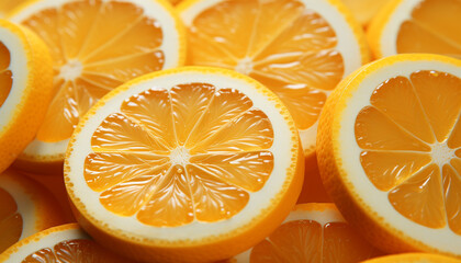 Wall Mural - Fresh citrus fruit slice, nature healthy, juicy, vibrant refreshment generated by AI