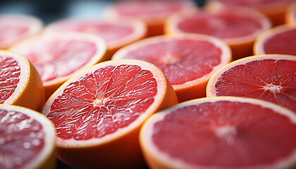 Poster - Freshness and vitality in a juicy, ripe, organic citrus slice generated by AI