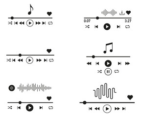 Music player interface design, simple and minimalist concept. Ui Ux Vector illustration