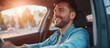 © Sona - Pleased man sitting in new car, smiling happily, gazing outside.