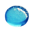 Ultra macro of  Blue serum toner drop isolated on white background. Liquid gel moisturizer with bubbles macro