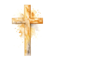 Wall Mural - Watercolor Illustration of Christian Cross Isolated on White Background