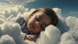 © Mariana - A cherubic little girl nestled on a fluffy cotton ball, surrounded by soft pastel clouds and a gentle breeze