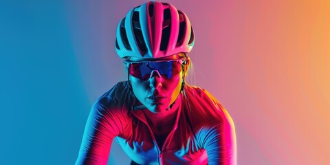 Sticker - Women cycling race advertising campaign, neon glowing