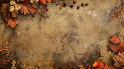 Wall Mural - Autumn or thanksgiving greeting card with copy space