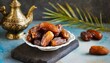 Delicious Kurma Tunisia, sweet dried dates palm fruits. Popular during Ramadan