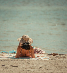 Wall Mural - woman on the beach vacation miami Florida 