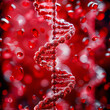 Red DNA Helix, Tile as background and to fill areas in soft colors, ai Generated