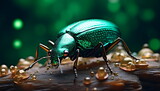 Fototapeta Konie - a blue colored bug in dark lighting, generative ai