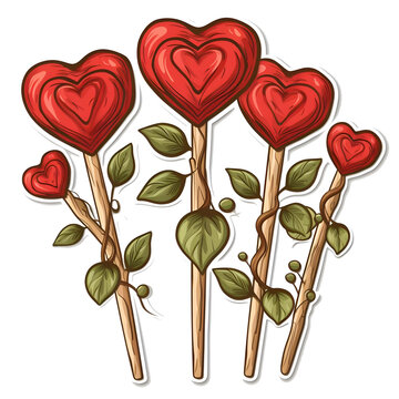 Love heart wooden sign boards mockup sticker style transparent background - Ai Generated