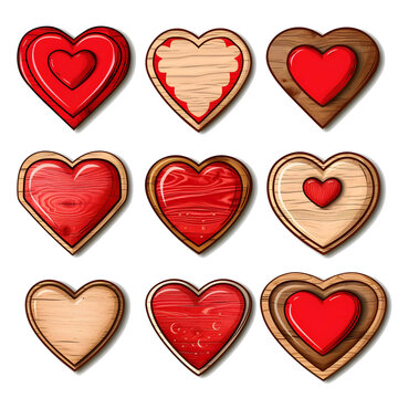 Love heart wooden sign boards mockup sticker style transparent background - Ai Generated